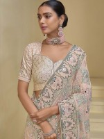 Light Peach Pure Banarasi Tuscany Saree